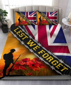 Lest We Forget UK Flag Veteran Quilt Bedding Set