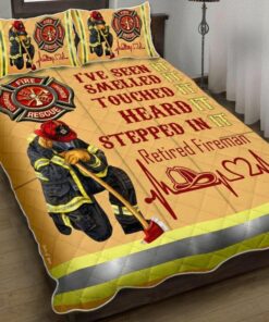Retired Fireman Firefighter Quilt Bedding Set