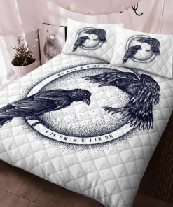 Raven Of Odin Hugin And Munin Viking Quilt Bedding Set