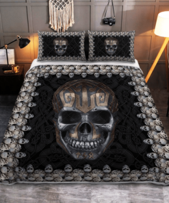 Viking Halloween Skull Quilt Bedding Set