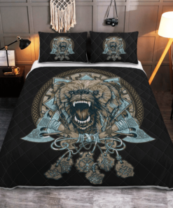 Wolf With Axe Viking Quilt Bedding Set