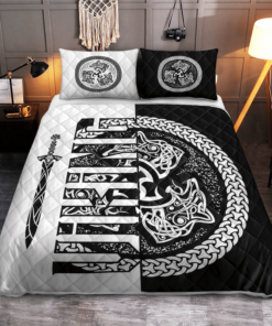 Wolf Symbol Of A Viking Quilt Bedding Set