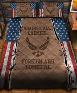Against All Enemies US Air Force Veteran Quilt Bedding Set
