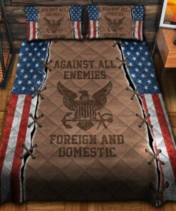 Against All Enemies US Navy Veteran Quilt Bedding Set