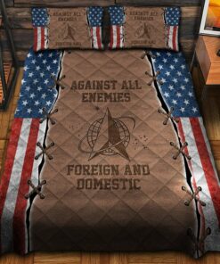 Against All Enemies US Space Force Veteran Quilt Bedding Set