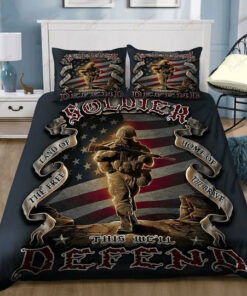 Home Of The Brave Soldier This We'll Defend Veteran Quilt Bedding Set