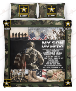 My Son My Hero Love Mom US Army Veteran Quilt Bedding Set