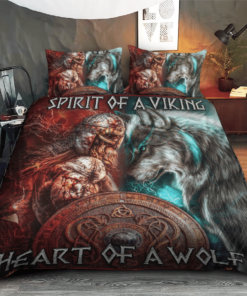 Spirit Of A Viking Heart Of A Wolf Quilt Bedding Set