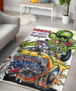 Fords Eat Chevys For Breakfast Hot Rod Rat Fink Area Rug