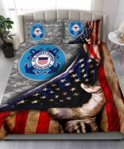 US Coast Guard American Flag Quilt Bedding Set