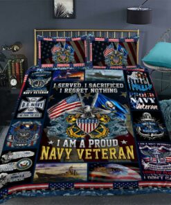 I Am A Proud Navy Veteran Quilt Bedding Set