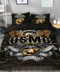 US Marine Corps USMC Army Force Veteran Quilt Bedding Set