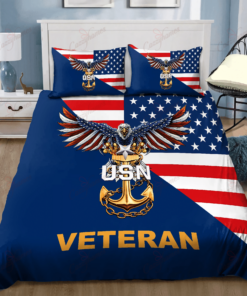 Us Navy Veteran Eagle Proud Military Veteran Quilt Bedding Set