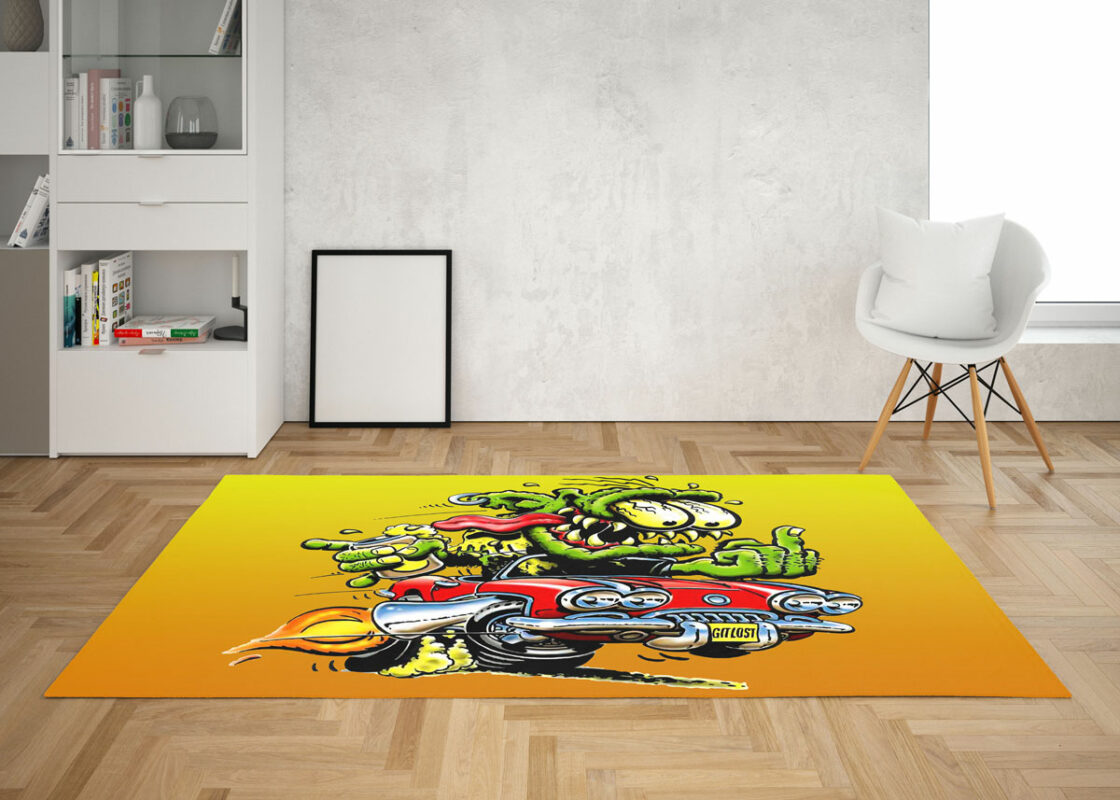 Rat Fink Muscle Car Hot Rod Area Rug