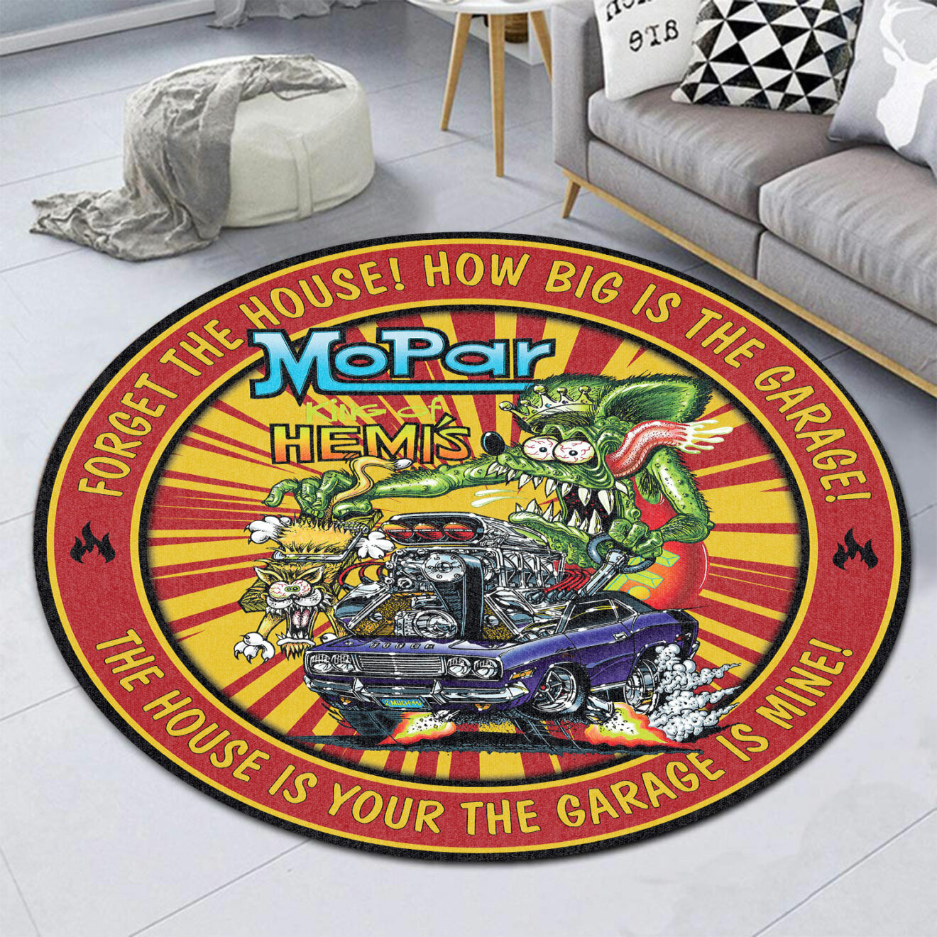 Rat Fink Mopar King Of Hemi's Round Rug - Dingmun