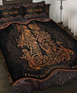 I Love You To Valhalla And Back Personalized Viking Quilt Bedding Set