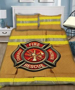 Firefighter Logo Quilt Bedding Set