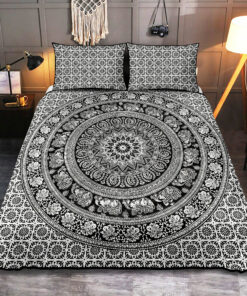 Black And White Bohemian Elephant Quilt Bedding Set