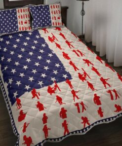 Firefighter Flag USA Quilt Bedding Set