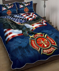 American Eagle Firefighter Quilt Bedding Set