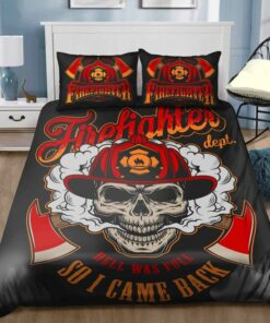 Firefighter Dept Skull Quilt Bedding Set