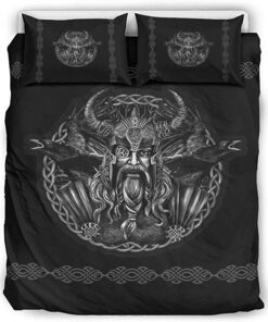 Viking Odin And His Ravens Quilt Bedding Set