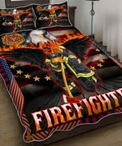 Eagle American Firefighter Quilt Bedding Set