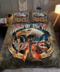 Home Of The Free Because Of The Brave US Veteran Quilt Bedding Set