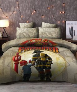 Dad And Son Firefighter Quilt Bedding Set