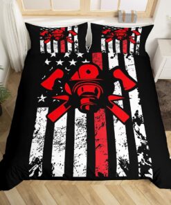 American Flag Firefighter Quilt Bedding Set