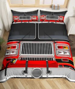 3D Fire Truck Quilt Bedding Set