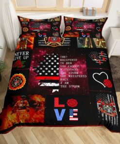 Love Firefighter Quilt Bedding Set