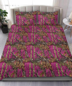 Pink Camouflage Quilt Bedding Set