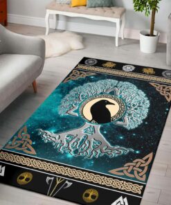 Vegvisir Yggdrasil Tree of Life Huginn Muninn Viking Raven Viking Area Rug