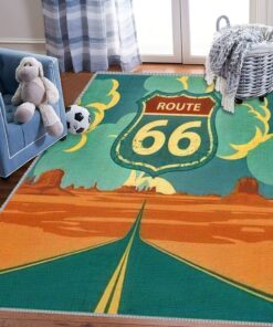 Kids Play Area Rugs Historic US Route 66 Roadway