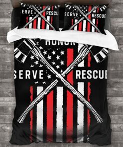 Firefighter American Flag Quilt Bedding Set