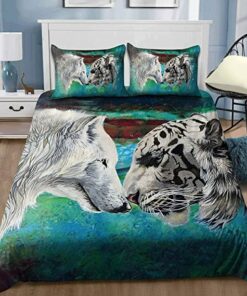 Wolf And Tiger Quilt Bedding Set