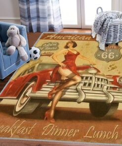 Hot Rod And High Heels Route 66 Area Rug