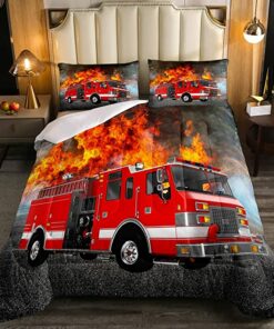 Red Fire Truck Car Quilt Bedding Set