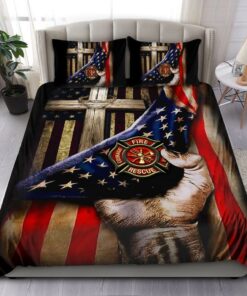 Jesus Christ Proud American Firefighter Quilt Bedding Set