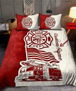 Customize Name Firefighter Quilt Bedding Set