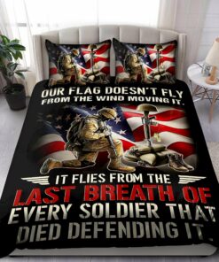 Us Veteran Flag Old Soldier Proud Military Quilt Bedding Set