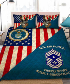 Personalized US Air Force Military American Flag Quilt Bedding Set