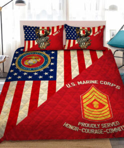 Personalized US Marine Corps Military Veteran Quilt Bedding Set