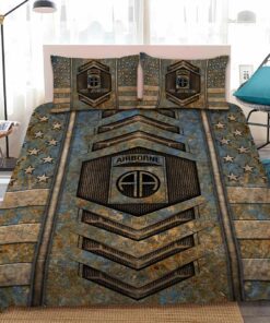 Personalized US Airborne Military Veteran Quilt Bedding Set