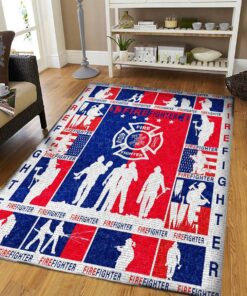 Red And Blue Firefighter Area Rug