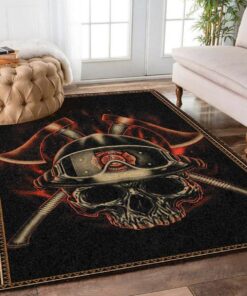 Personalized Skull Hat Firefighter Rectangle Area Rug
