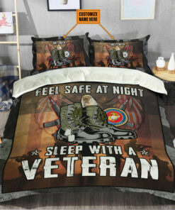 Feel Safe At Night Sleep With A Veteran Personalize Quilt Bedding Set