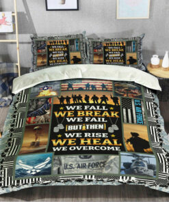 We Rise We Heal We Overcome US Air Force Veteran Quilt Bedding Set