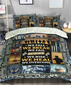 We Rise We Heal We Overcome US Navy Veteran Quilt Bedding Set